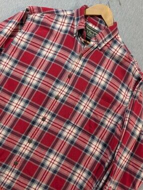 Vintage Abercrombie & Fitch Heavy Flannel Plaid Shirt Men's XL Red Grey